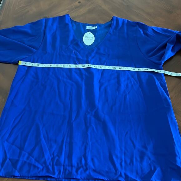 Qearal Royal Blue Pullover Blouse with V-neck and Long Sleeves Woman's Size XL - Picture 9 of 10